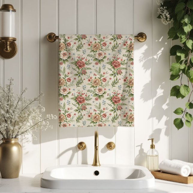 Serviettes Blush Bloom Inspirées de l'Antique Acce (Blush Bloom Towels Vintage-Inspired Bath Accent)