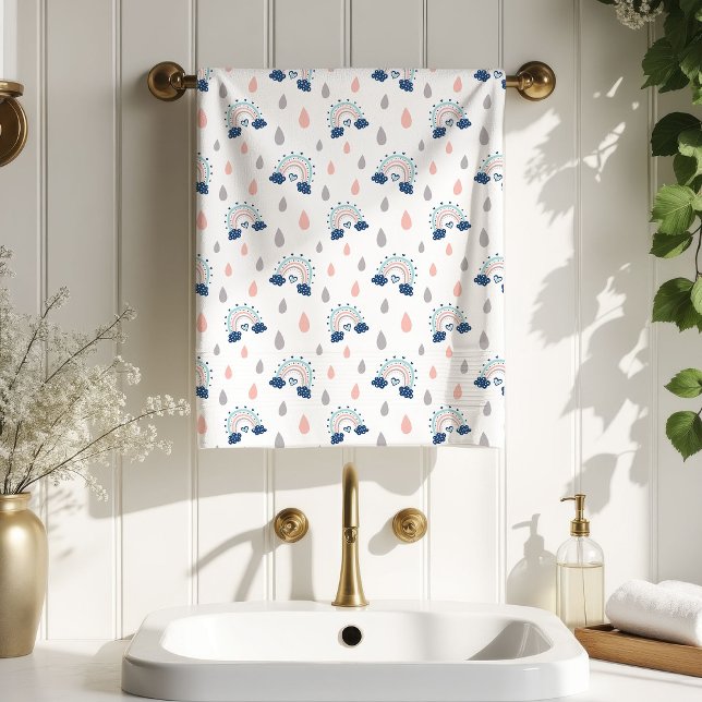 Serviettes Chic Boho Navy Rose Arc-en-Ciel Idée Ca (Chic Boho Towels Navy Pink Rainbow Gift Idea)