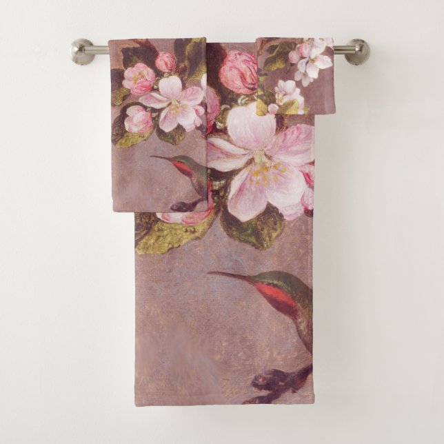 Serviettes de bain à branche de fleurs de cerisier (En situation)
