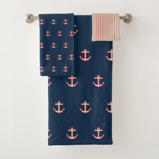 Serviettes de bain Ancres nautiques Set Cadeau