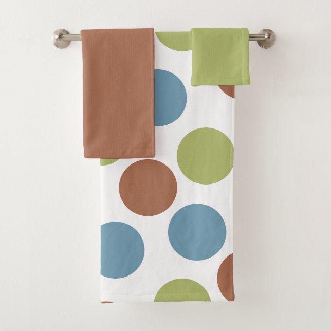 Serviettes de bain bleu, vert et Brown (En situation)