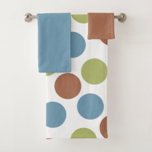Serviettes de bain bleu, vert et Brown