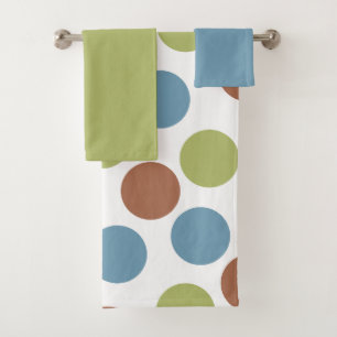 Serviettes de bain bleu, vert et Brown