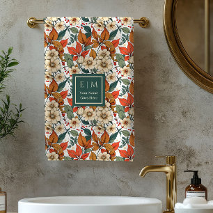 Serviettes de bain Boho automne florales Sauge Ter