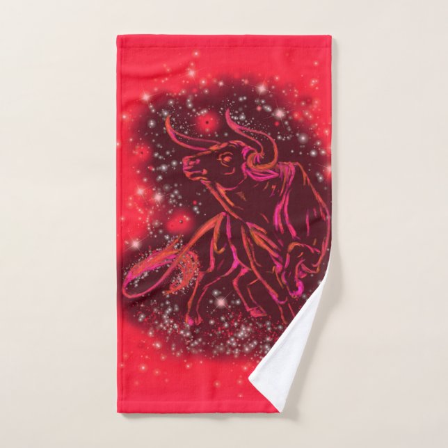 Serviettes De Bain Bull Courant Dans La Nuit Rouge (Serviette à main)