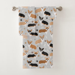 Serviettes de bain Corgi Dog Paws et os