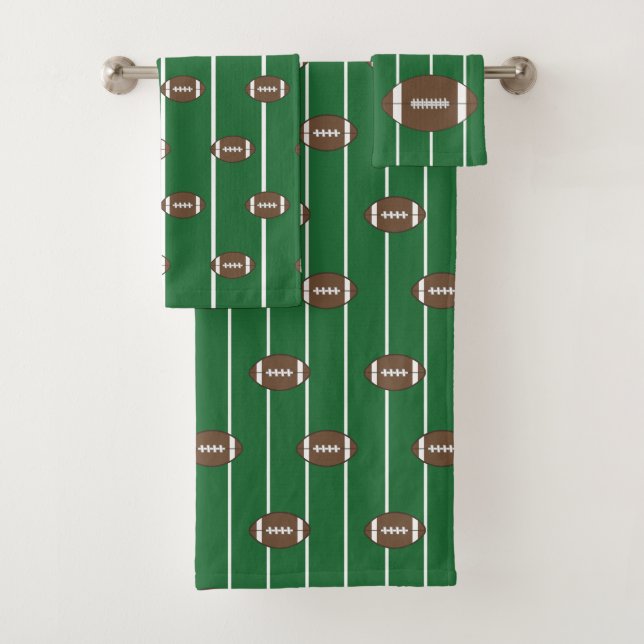 Serviettes de bain de football sport modèle ensemb (En situation)