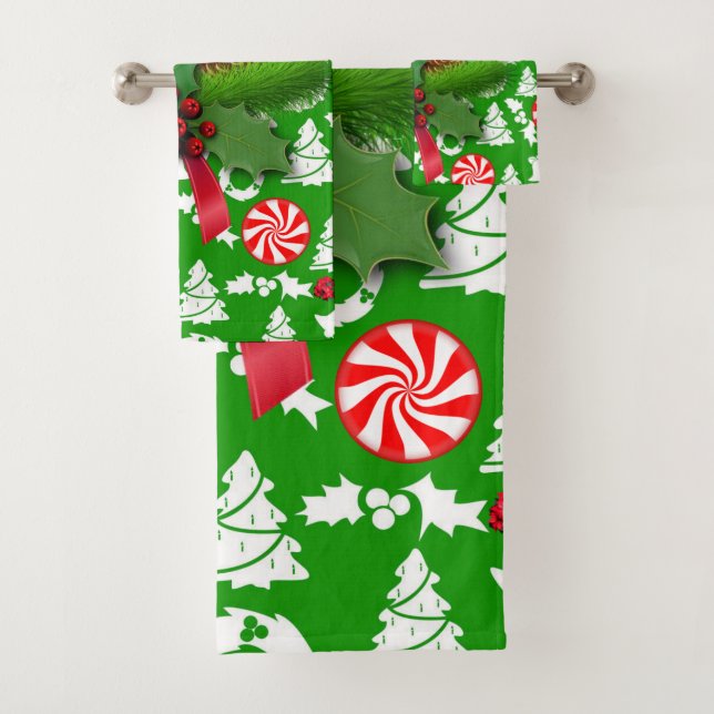 Serviettes de bain de Noël, bougie de Noël (En situation)