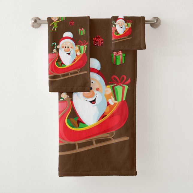 Serviettes de bain de Noël, Elfe de Père Noël (En situation)