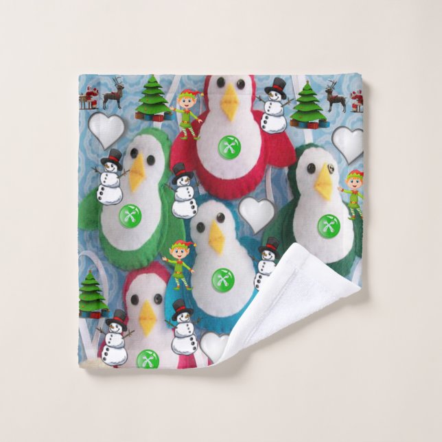 Serviettes de bain de Noël, Pingouin (Gant de toilette)