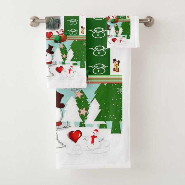 Serviettes de bain de Noël, Snowman (En situation)