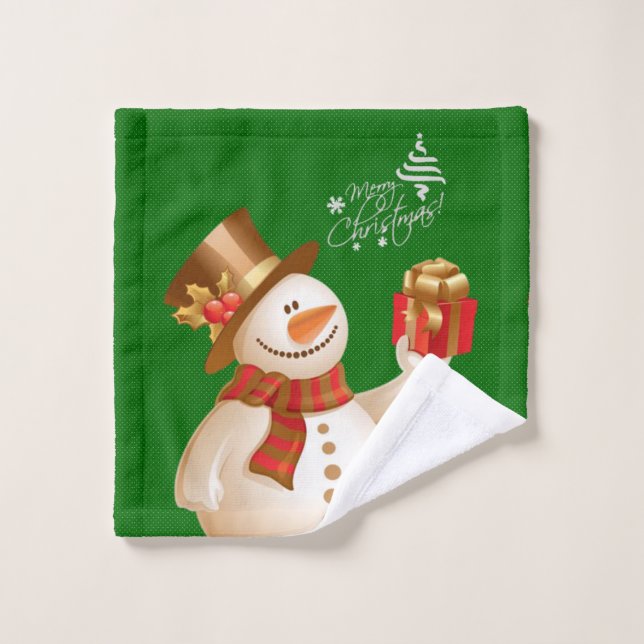 Serviettes de bain de Noël, Snowman (Gant de toilette)