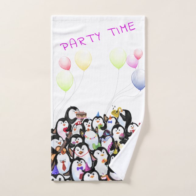 Serviettes de bain de pingouins joyeux - Texte per (Serviette à main)