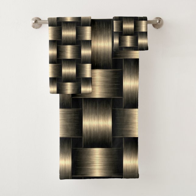 Serviettes de bain d'or Design moderne treillis (En situation)