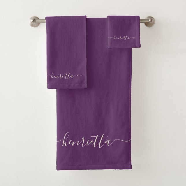 Serviettes De Bain Eggplant Salle De Bain Élégant  (En situation)