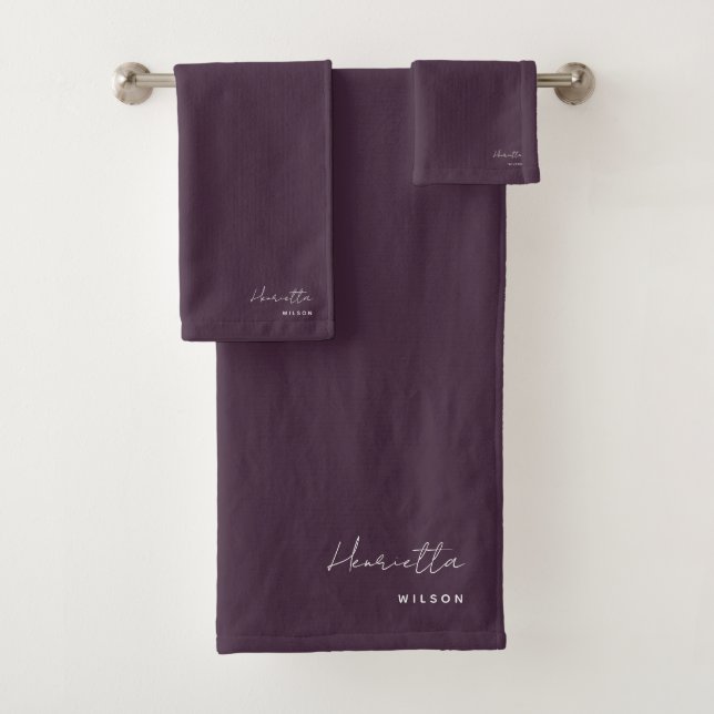 Serviettes De Bain Eggplant Salle De Bain Élégant  (En situation)