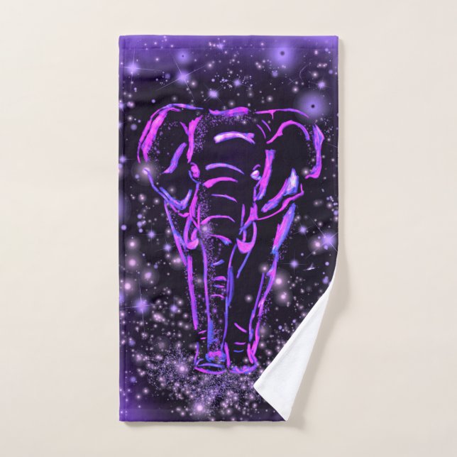 Serviettes De Bain Eléphant Joué Rose Violet Étoil (Serviette à main)