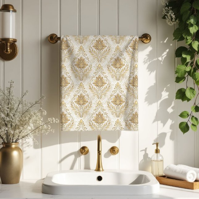 Serviettes de bain en crème douce damassé victorie (Soft Cream Towels Victorian Damask Bath Accent)