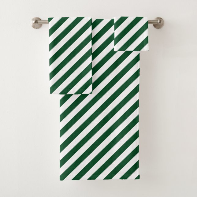 Serviettes De Bain En Diagonale Vert (En situation)