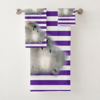 Serviettes De Bain En Gris Violet Ours Polaire