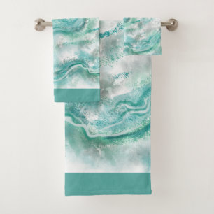 Serviettes de bain en marbre turquoise Set Cadeau