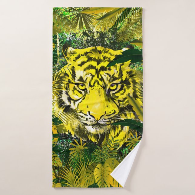 Serviettes de bain en tigre jaune - Serviettes de  (Serviette de bain)
