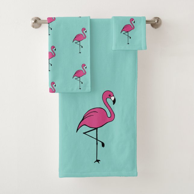 Serviettes de bain Ensemble Cadeau Flamant Rose Tu (En situation)
