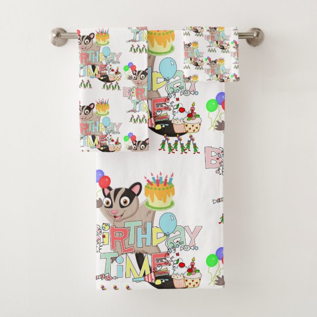 Serviettes De Bain Ensembles, Joyeux gâteau Possum (En situation)