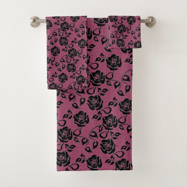 Serviettes de bain Faux Black Lace - Choisissez la (En situation)