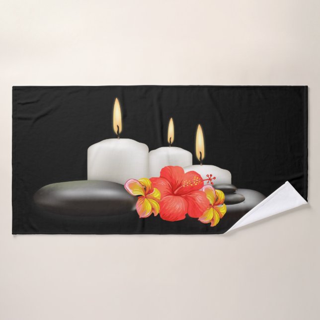 Serviettes de bain Fleurs tropicales & Bougies Déc (Serviette de bain)