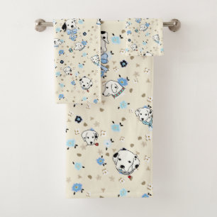 Serviettes de bain florales à chiot dalmate