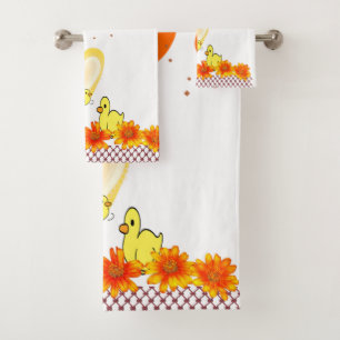 Serviettes de bain Jeux Canards Jaunes Coeurs Oran