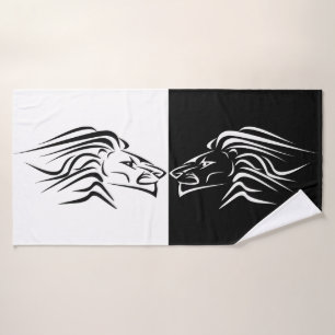 Serviettes de bain Lion - Noir et Blanc - Couleurs