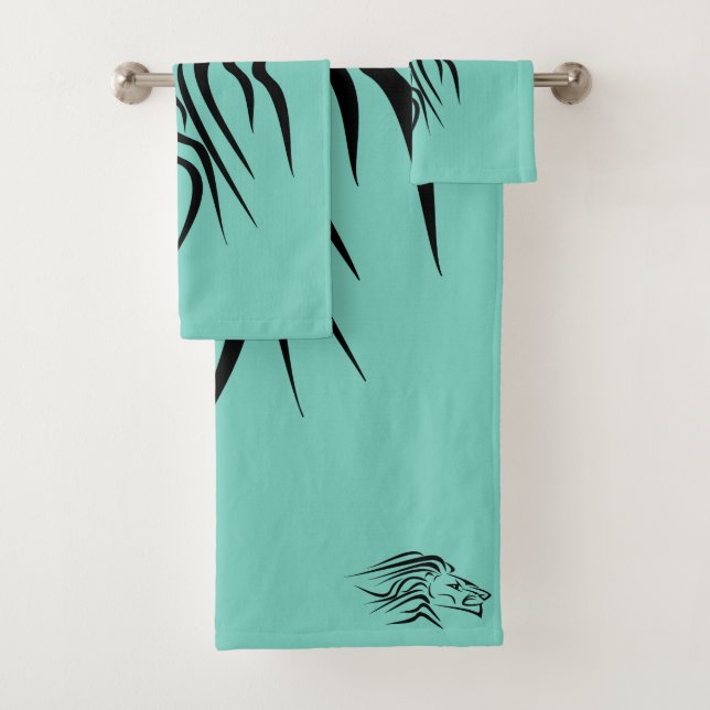 Serviettes de bain Lion Turquoise - Vos Couleurs (En situation)