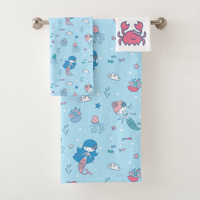 Serviettes De Bain Maid Bleues Cute (En situation)