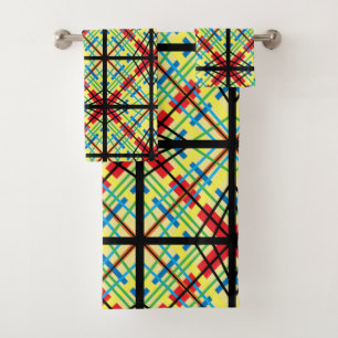 Serviettes de bain Motifs Crisscross Rainbow Strip