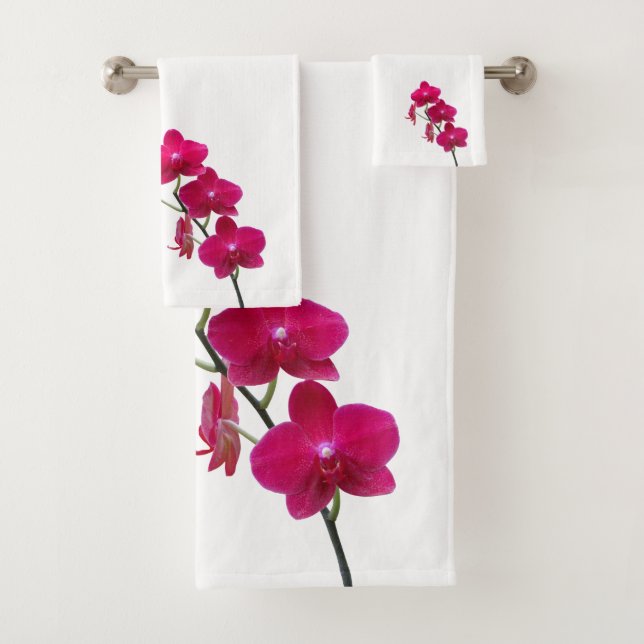 Serviettes de bain Orchidées Rouge Rubis (En situation)