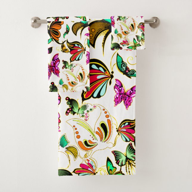 Serviettes de bain Papillons (En situation)