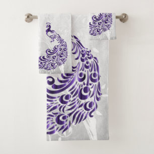 Serviettes de bain personnalisées Peacock violet