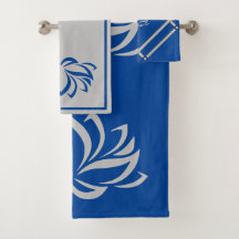 Serviettes de bain Royal Blue et Lotus en argent