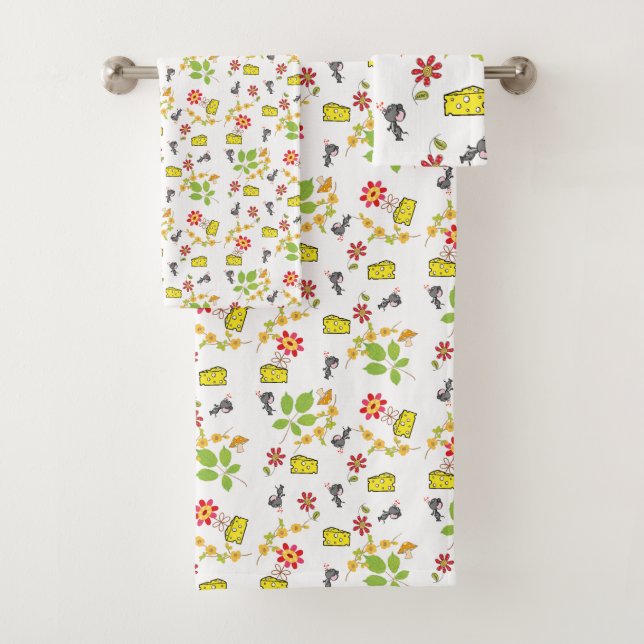 Serviettes de bain Set Fromage Souris Fleur (En situation)