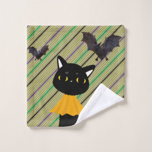 Serviettes de bain set Halloween, Chat noir