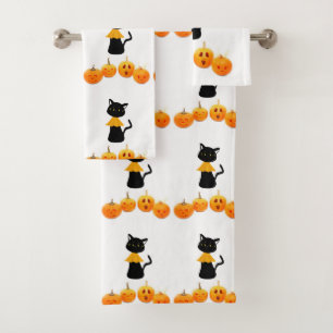 Serviettes de bain set Halloween, Chat noir