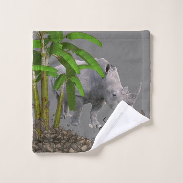 Serviettes de bain Set Rhinoceros Gris Arbres (Gant de toilette)