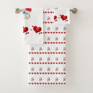 Serviettes de bain set Saint Valentin