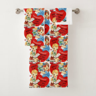 Serviettes de bain set Saint Valentin