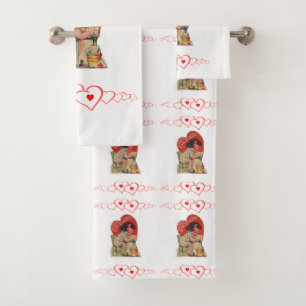 Serviettes de bain set Saint Valentin