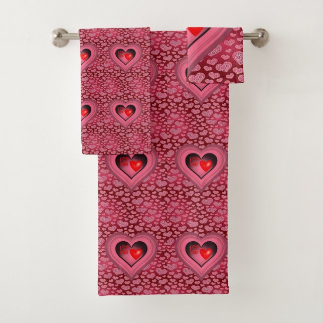 Serviettes de bain set Saint Valentin (En situation)