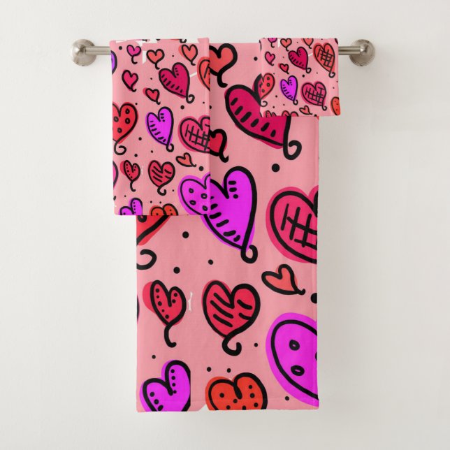 Serviettes de bain set Saint Valentin (En situation)