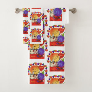 Serviettes de bain set Saint Valentin